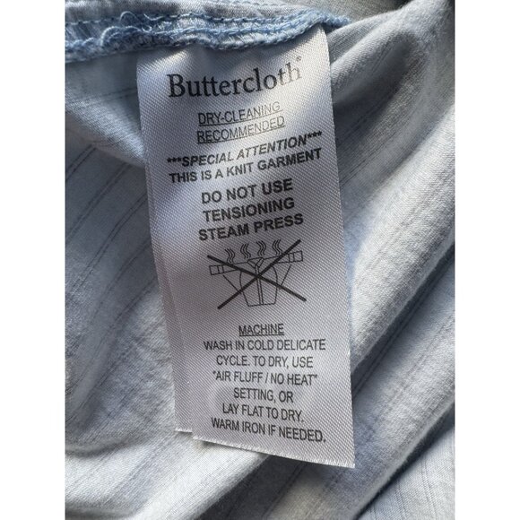 Buttercloth Men's Sz XL Icy Cotton Regular Fit Blue Striped Button Up Shirt - Picture 5 of 7